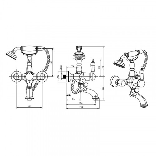 Смеситель для ванны Boheme Tradizionale Chromo 263-BLC Хром латунь на стену