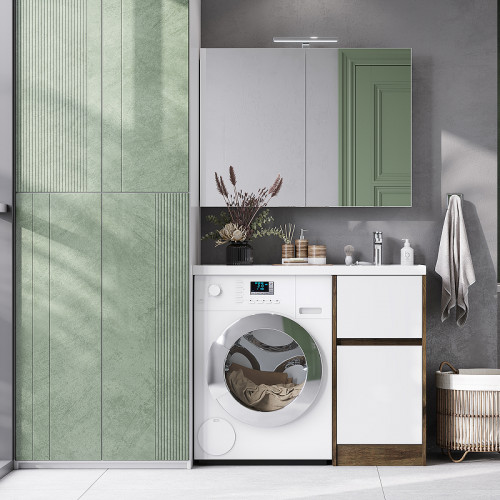 Зеркальный шкаф Aquaton Лондри 100 1A267302LH010 Белый глянцевый МДФ / ЛДСП, стекло