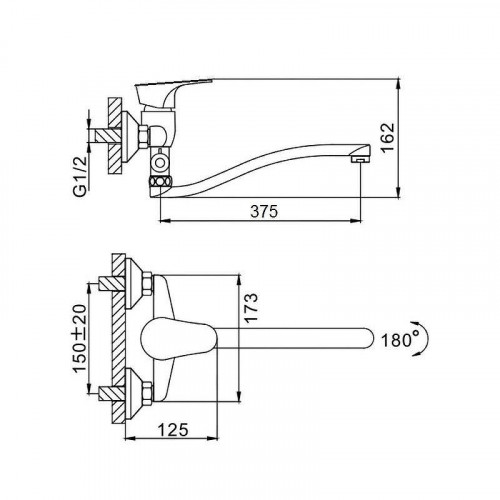 Смеситель для ванны D-Lin D140452-6 универсальный цвет  Хром