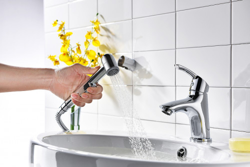 Смеситель для раковины Lemark Plus Strike LM1116C с гигиеническим душем Хром латунь