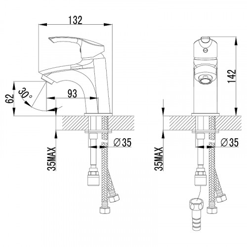 Смеситель для раковины Lemark Plus Strike LM1116C с гигиеническим душем Хром латунь