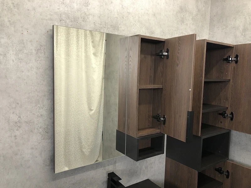 Зеркало со шкафом Comforty Франкфурт 75 00004151044 Дуб шоколадно-коричневый Черное матовое МДФ / ЛДСП, стекло