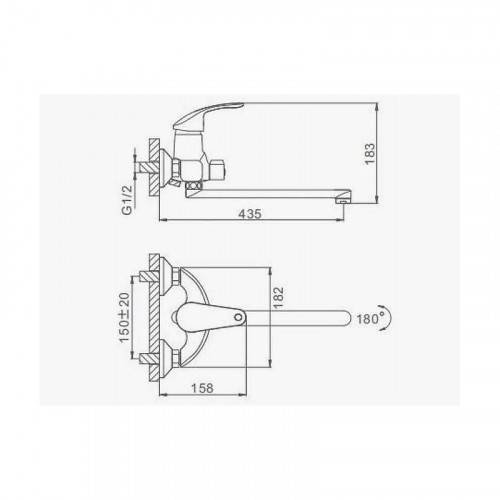 Смеситель для ванны D-Lin D147401-2 универсальный цвет Хром