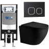 Комплект унитаза с инсталляцией WeltWasser AMBERG 497 + MERZBACH 043 XL MT-BL + AMBERG RD-BL 10000014107 цвет Черный матовый с сиденьем Микролифт и клавишей смыва цвет Черный