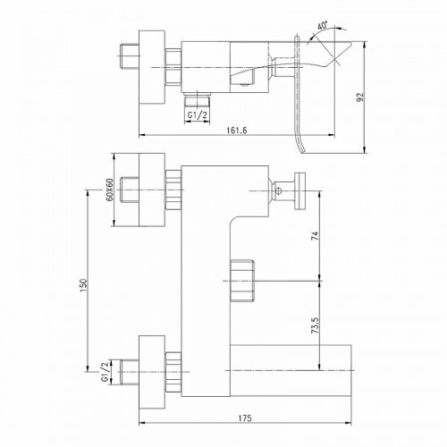 Смеситель для ванны Lemark Contest LM5814CW Хром Белый латунь на стену