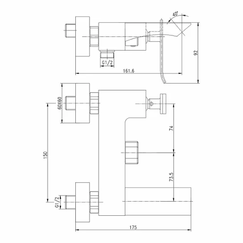 Смеситель для ванны Lemark Contest LM5814CW Хром Белый латунь на стену