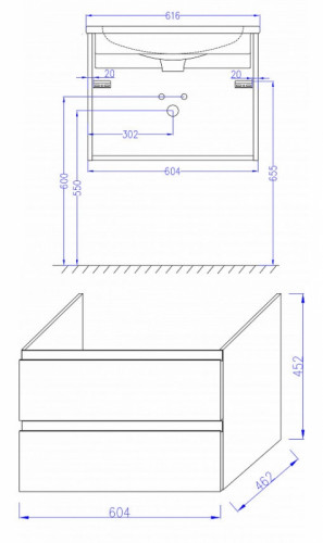 Тумба под раковину Jacob Delafon Madeleine 60 EB2052-J5 подвесная Белый глянец МДФ / ЛДСП