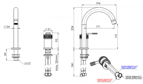 Смеситель для раковины Remer Atelier AL57BG цвет Золото брашированное
