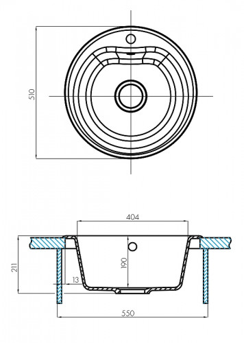 Кухонная мойка Aquaton Мида 51 1A712732MD210 Графит искусственный камень (литьевой мрамор) встраиваемый