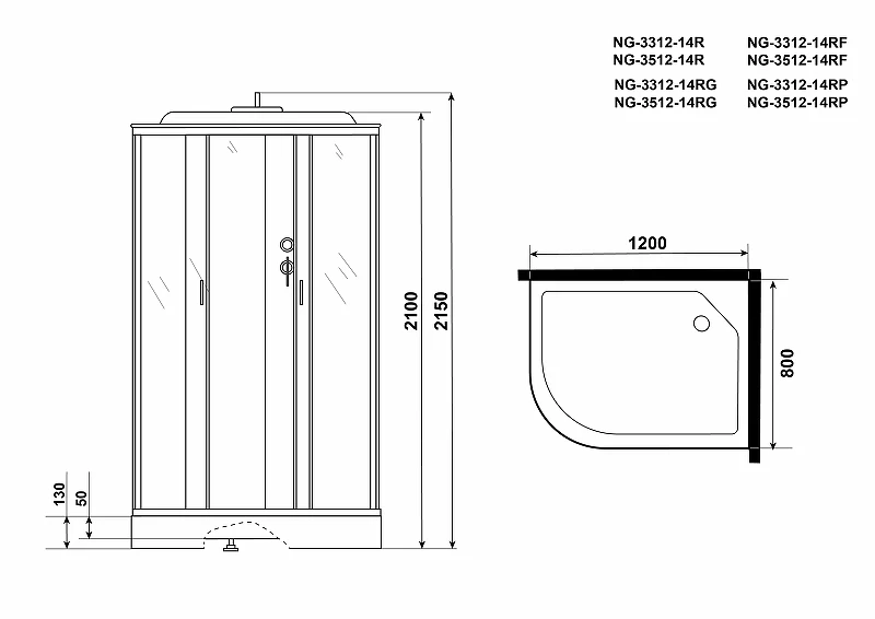 Душевая кабина Niagara Classic 120x80 R NG-3312-14RF с гидромассажем