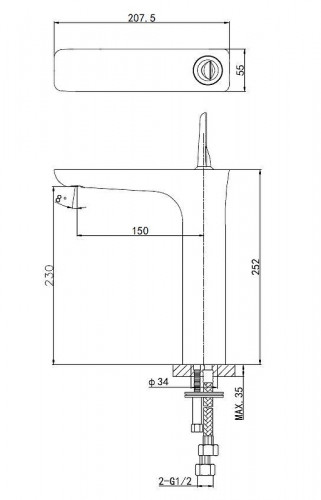 Смеситель для раковины Wonzon & Woghand Shark WW-48B1102-CR цвет Хром