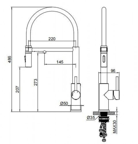 Смеситель для кухни Wonzon &amp; Woghand WW-458027-BG цвет Брашированное золото