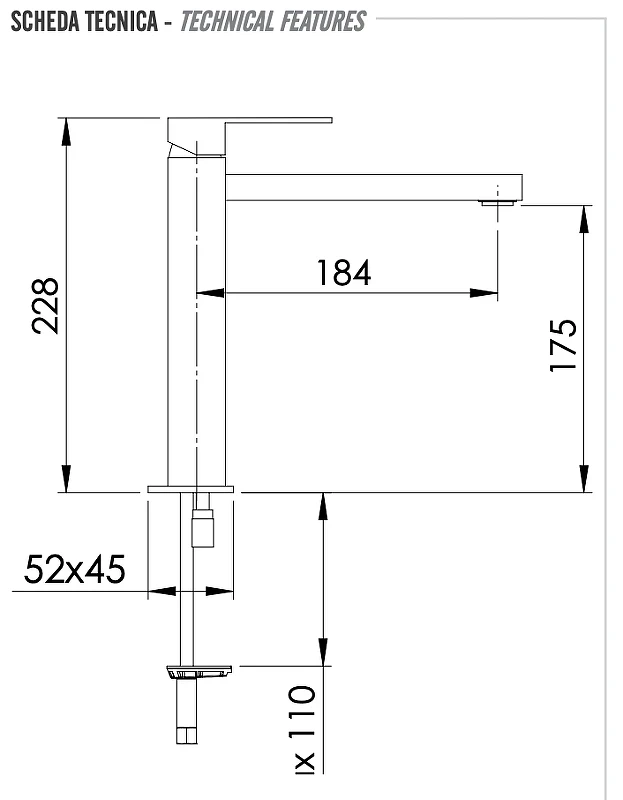 Смеситель для раковины Remer Q-Design QD11LNO цвет Черный матовый