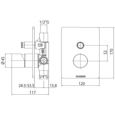 Смеситель для душа Bossini Oki Z00006.073 Черный матовый латунь встраиваемый