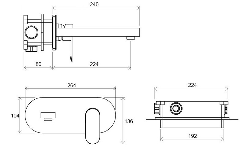 Смеситель для раковины Ravak Chrome CR 019.00 X070093 Хром латунь встраиваемый