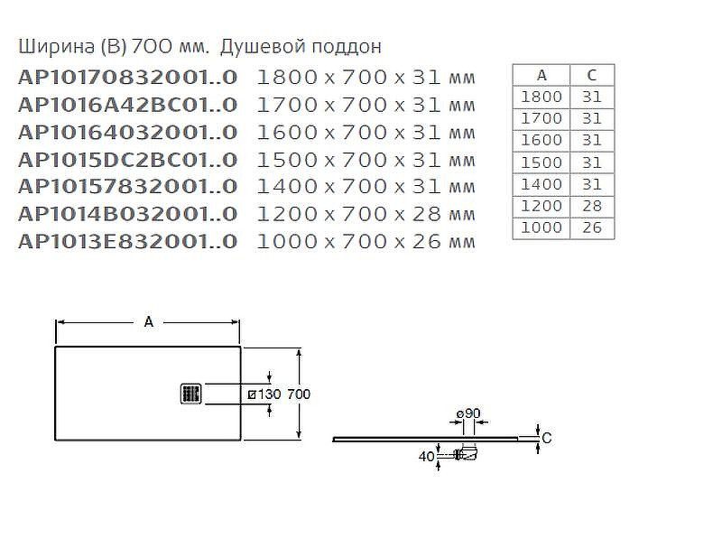 Душевой поддон из композитного материала Roca Terran 160x70 AP1016402BC01400 Черный