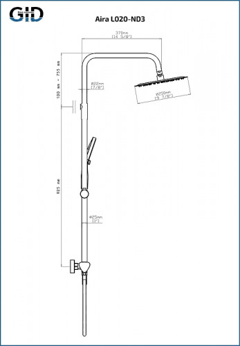 Душевая система Gid Aira L020BMND3 цвет Черный матовый