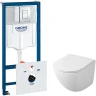 Комплект унитаза Owl 1975 Vind Cirkel-H TOWLT190302 с инсталляцией Grohe Rapid SL 38775001 с сиденьем Микролифт и клавишей смыва Хром фарфор подвесной