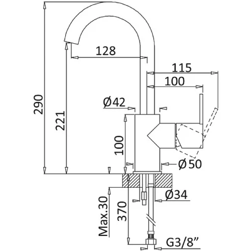 Смеситель для раковины Cezares LEAF-LSM-A-01-W0