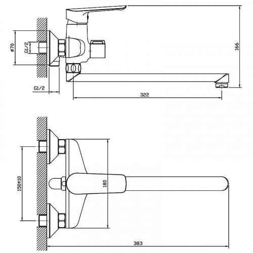 Смеситель для ванны ESKO Lagos LG 31 универсальный Хром пластик на стену