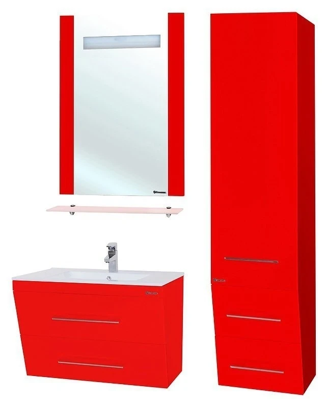 Зеркало Bellezza Берта 75 4610712050031 с подсветкой Красное МДФ / ЛДСП, стекло
