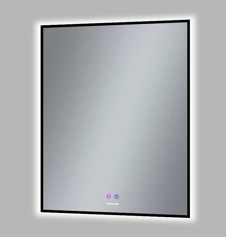 Зеркало Grossman Pragma-норма Black 70 1870802 с подсветкой Черное с сенсорным выключателем и подогревом стекло