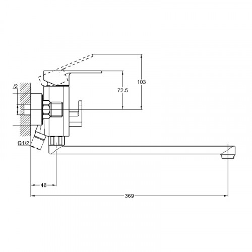 Смеситель для ванны G-Lauf NEB7-A123 универсальный Хром цинк на стену