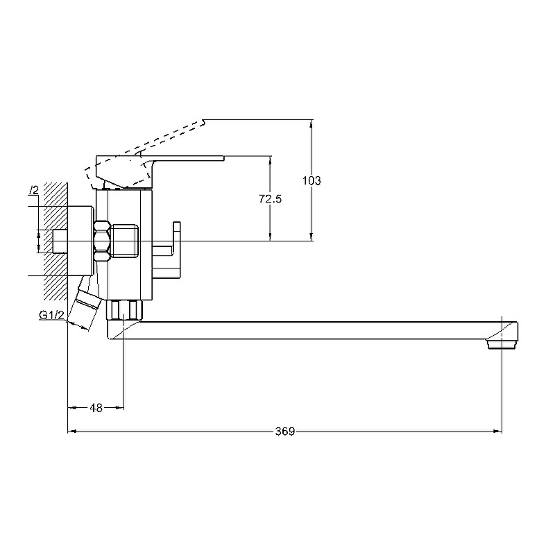 Смеситель для ванны G-Lauf NEB7-A123 универсальный Хром цинк на стену