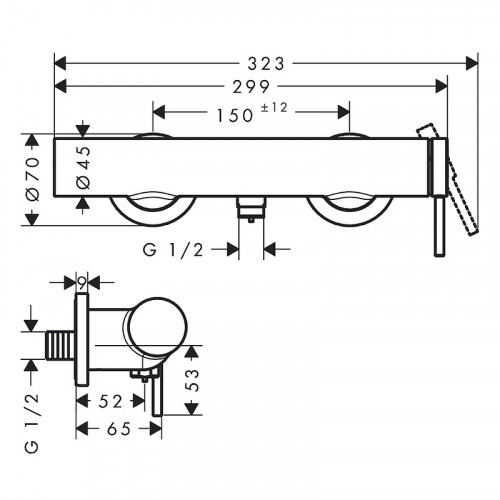 Смеситель для душа Hansgrohe Tecturis S 73622700 Белый матовый латунь на стену