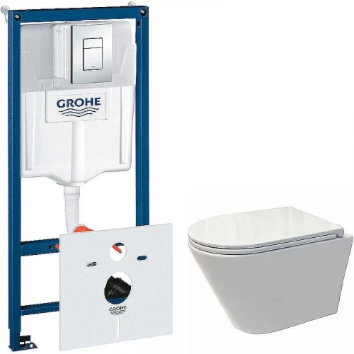 Комплект унитаза Koller Pool Orion OR-0515-RW с инсталляцией Grohe Rapid SL 38775001 с сиденьем Микролифт и клавишей смыва Хром