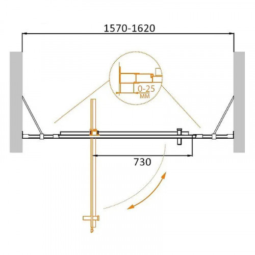 Душевая дверь Cezares Molveno 160 MOLVENO-BA-12-100+60-C-Cr-IV профиль Хром стекло прозрачное