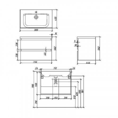 Тумба под раковину Caprigo Forte 80 36112-SF027 подвесная цвет Белый
