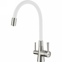 Смеситель для кухни Lemark Comfort LM3075BN-White Хром Белый латунь