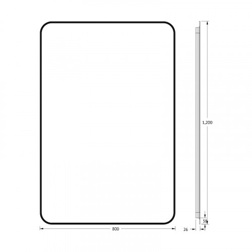 Зеркало Defesto Aura 80х120 DF 2980 с подсветкой 38W-3000K/Без выключателя/Теплый белый свет/Черная рама