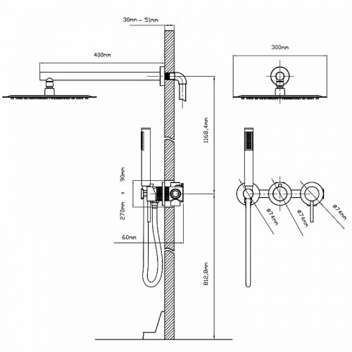 Душевая система Vincea Groove VSFW-4G01BG4 Брашированное золото латунь встраиваемый