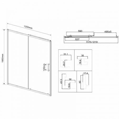 Душевая дверь Vincea City 120 VDS-5CT120MT профиль Хром стекло текстурное