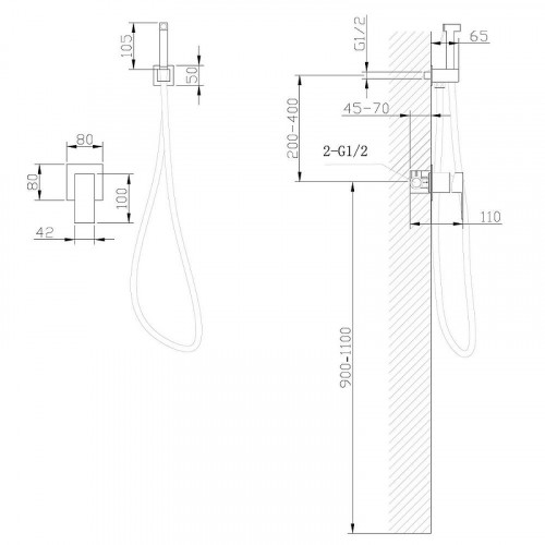 Гигиенический душ со смесителем Abber Daheim AF8225SP цвет Сатин