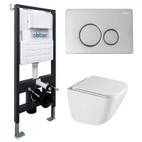 Комплект унитаза с инсталляцией Abber Rechteck AC1220TC-AC0105-AC0121 цвет Белый с сиденьем Микролифт