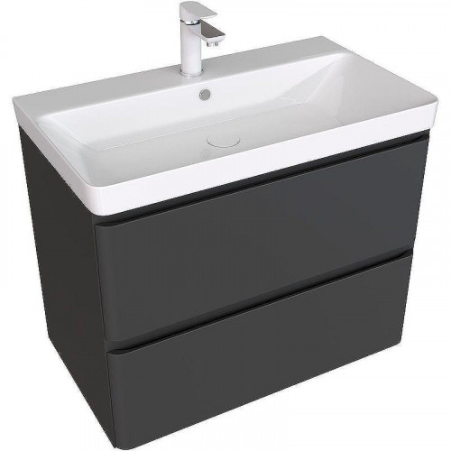 Тумба под раковину Aquanet Эмбер 80 330468 подвесная Черная матовая