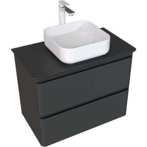 Тумба под раковину Aquanet Эмбер 80 330468 подвесная Черная матовая