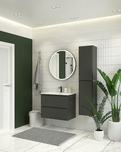 Тумба под раковину Aquanet Эмбер 80 330468 подвесная Черная матовая