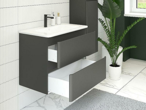 Тумба под раковину Aquanet Эмбер 80 330468 подвесная Черная матовая