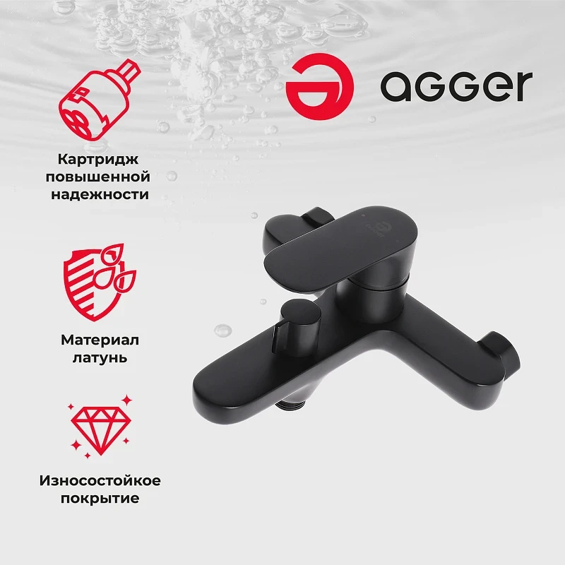 Душевая система Agger A0293544 Черная латунь на стену