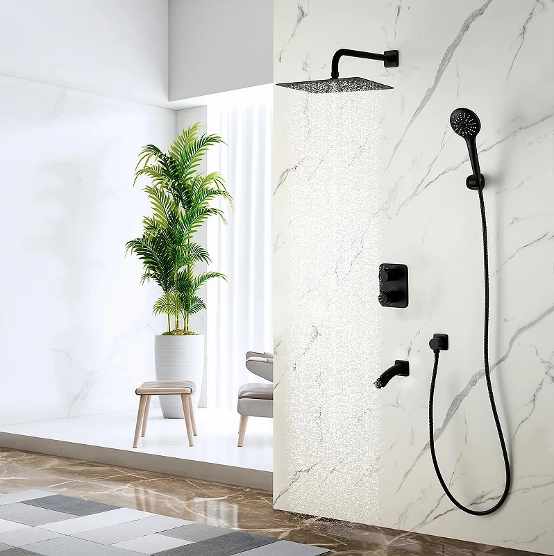 Душевая система Lemark Bronx LM3742BL c термостатом цвет Черный