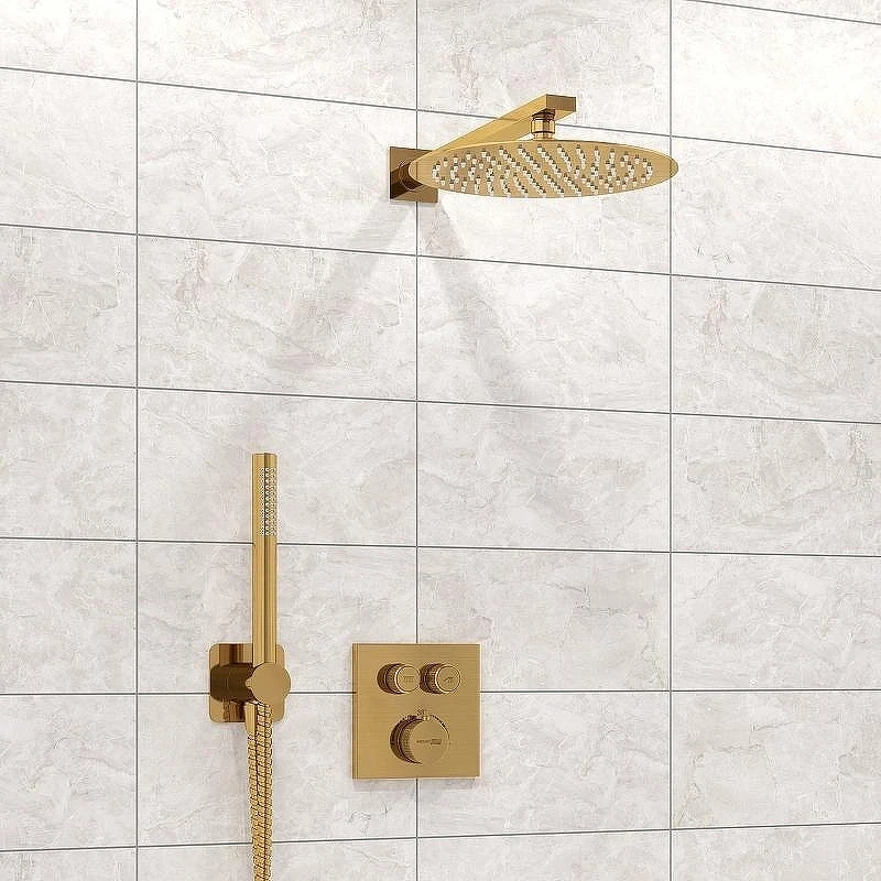 Душевая система WasserKRAFT Aisch A5548.180.259.285.194.286 Thermo с термостатом Золото матовое