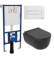 Унитаз с инсталляцией DIWO Ceramicanova Modena Rimless CN6063MB + DIWO 4501 с сиденьем Микролифт с клавишей смыва цвет Глянцевый белый