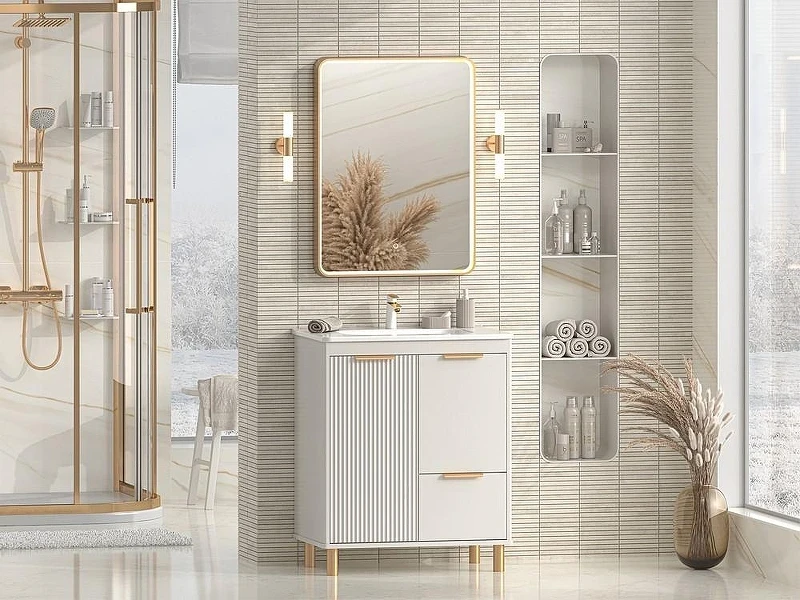 Тумба с раковиной Brevita Risacca Crema 70 УТ000025679 Серая матовая