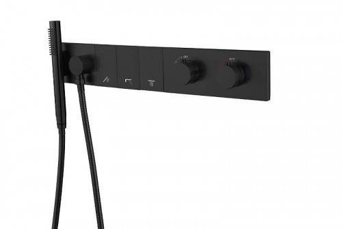 Смеситель для душа Boheme Zodiac 133-SYS-B с термостатом цвет Черный матовый