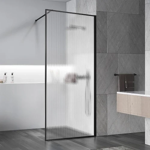 Душевая перегородка Vincea Walk-In 110 VSW-1HP110FLB профиль Черный матовый стекло рифленое