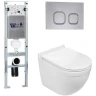 Комплект унитаза с инсталляцией WeltWasser AMBERG 350 ST + HEIMBACH 043 GL-WT + AMBERG RD-CR 10000012132 цвет Белый глянцевый с сиденьем Микролифт и клавишей смыва цвет Хром